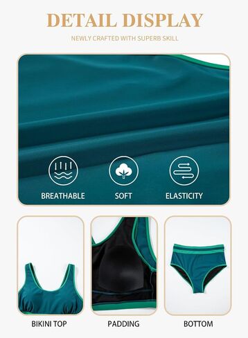 Eytino Womens Plus Size Bikini Sets High Waisted Scoop Neck Bahting Suits Two Piece Color Block Swimsuits(1X-5X) in Saudi Arabia