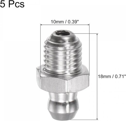uxcell 201 Stainless Steel Straight Grease Fitting M6 x 1mm Thread Hydraulic Grease Fitting Accessories, 5Pcs in Saudi Arabia