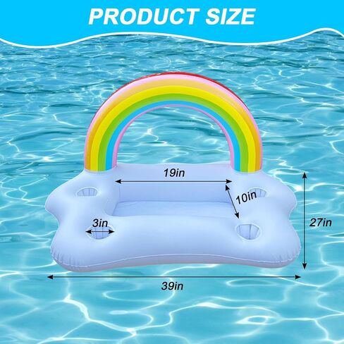 Rainbow Cloud Floating Drink Holder for Pool with Solar Colorful Lights, Inflatable Drink floaties for Hot Tub, Floating Pool Bar for Swimming Pool Party Accessory in Saudi Arabia