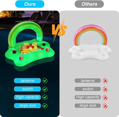 Rainbow Cloud Floating Drink Holder for Pool with Solar Colorful Lights, Inflatable Drink floaties for Hot Tub, Floating Pool Bar for Swimming Pool Party Accessory in Saudi Arabia
