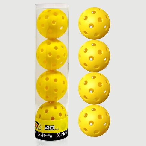 Pickleball Balls Outdoor Pickleball 40 Holes Meet USAPA Specifications Durability and High Elasticity 4-Packs Pickle Ball with Portable Transparent Bucket for Beginner& Intermediate Player in Saudi Arabia