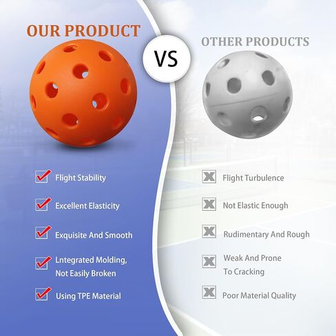 Pickleball Balls Outdoor Pickleball 40 Holes Meet USAPA Specifications Durability and High Elasticity 4-Packs Pickle Ball with Portable Transparent Bucket for Beginner& Intermediate Player in Saudi Arabia