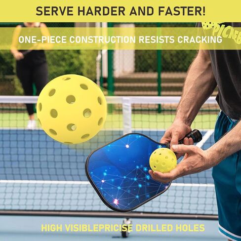 Pickleball Balls Outdoor Pickleball 40 Holes Meet USAPA Specifications Durability and High Elasticity 4-Packs Pickle Ball with Portable Transparent Bucket for Beginner& Intermediate Player in Saudi Arabia