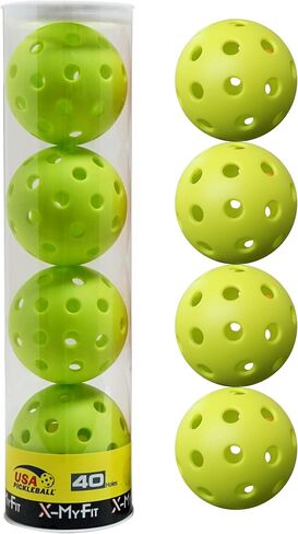 Pickleball Balls Outdoor Pickleball 40 Holes Meet USAPA Specifications Durability and High Elasticity 4-Packs Pickle Ball with Portable Transparent Bucket for Beginner& Intermediate Player in Saudi Arabia