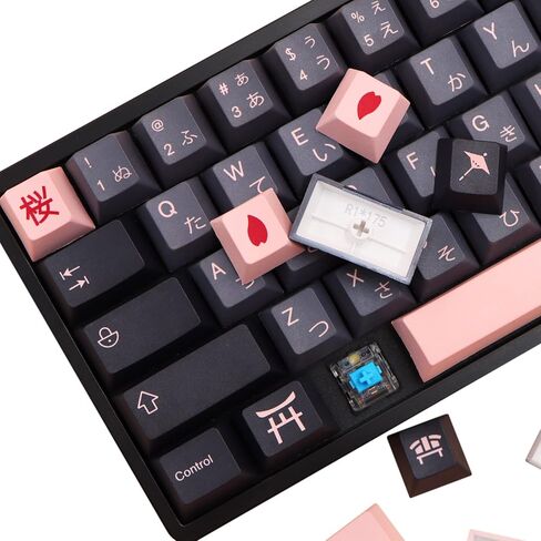 MOLGRIA Keycaps 136 Set Night Sakura for Full Sized Keyboard, Custom PBT Cherry Profile Key Caps Japanese Style with Keycap Puller for Cherry MX 104/87/68/61 60 Percent ANSI/ISO Layout Keyboard in Saudi Arabia