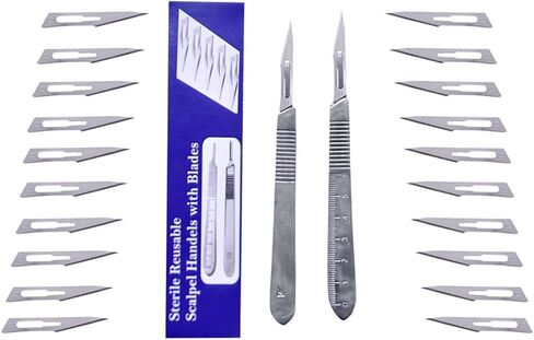 Pack of 2 Scalpel Handle # 3 and 20 Pcs. Scalpel Blades #11, Best for Craft Card Making, Cutter Podiatry, Dermaplaning, Dental, Medical & Vet Students in Saudi Arabia