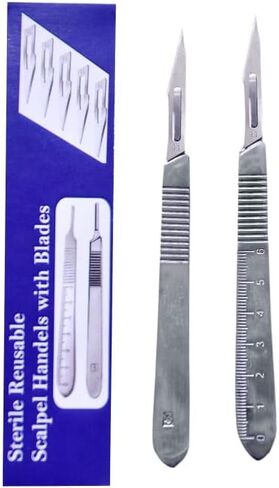 Pack of 2 Scalpel Handle # 3 and 20 Pcs. Scalpel Blades #11, Best for Craft Card Making, Cutter Podiatry, Dermaplaning, Dental, Medical & Vet Students in Saudi Arabia