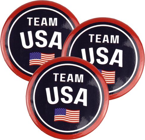 أزرار Pinback احتفالية 2024 Team USA، ملحقات مشجعي الرياضة الوطنية، 2.25 بوصة (عبوة من 3) in Saudi Arabia