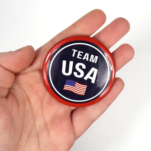 أزرار Pinback احتفالية 2024 Team USA، ملحقات مشجعي الرياضة الوطنية، 2.25 بوصة (عبوة من 3) in Saudi Arabia