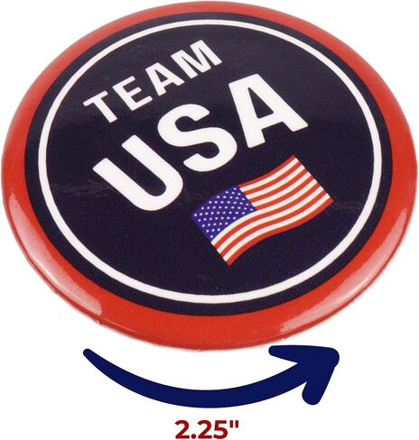 أزرار Pinback احتفالية 2024 Team USA، ملحقات مشجعي الرياضة الوطنية، 2.25 بوصة (عبوة من 3) in Saudi Arabia