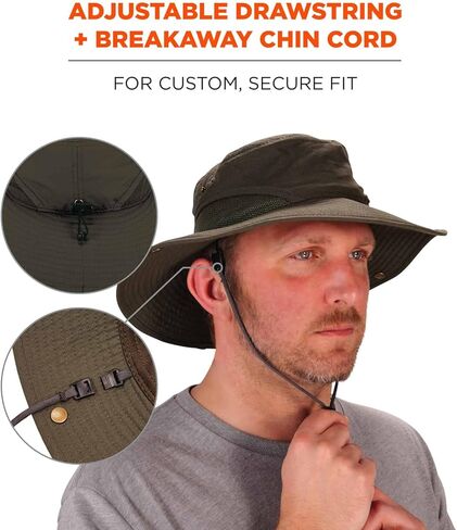 قبعة Ergodyne Chill Its 8936 خفيفة الوزن مع لوحة شبكية مسامية، حماية من أشعة الشمس بعامل حماية من أشعة الشمس 50+ زيتوني كبير/كبير جدًا in Kuwait