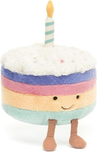 Jellycat Amuseables Rainbow Birthday Cake Stuffed Toy, Large 10 inches | Dessert Plush | Birthday Gift in Saudi Arabia