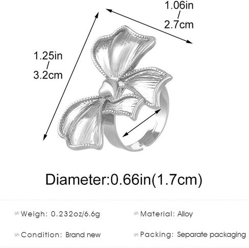 Cute Bow Rings Metal Bow Tie Ring for Girls Multi Color Vintage Rings Alloy Open Ring Bow Adjustable Ring Jewelry for Women in Saudi Arabia