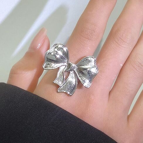 Cute Bow Rings Metal Bow Tie Ring for Girls Multi Color Vintage Rings Alloy Open Ring Bow Adjustable Ring Jewelry for Women in Saudi Arabia