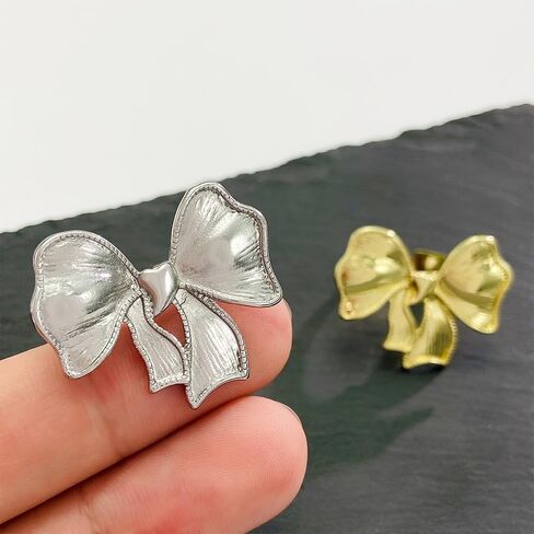 Cute Bow Rings Metal Bow Tie Ring for Girls Multi Color Vintage Rings Alloy Open Ring Bow Adjustable Ring Jewelry for Women in Saudi Arabia