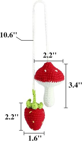 Mushroom Car Decor, Cute Crochet Car Rear View Mirror Accessories, Hanging Ornament Crochet Accessories Gifts for Her (Mushroom Strawberry) in Saudi Arabia