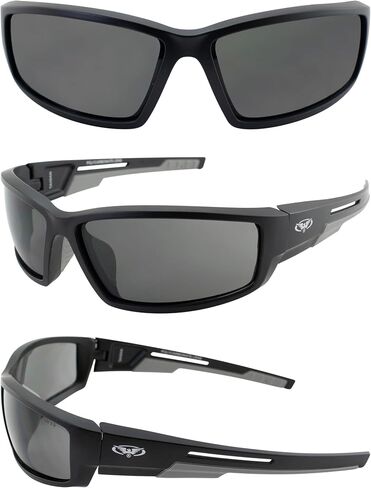 Global Vision Sly 88 Motorcycle Sunglasses Matte Black Frames Smoke Lens with Grey Double Injection Rubber in Saudi Arabia