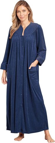 AmeriMark Women Full-Length Snap Front Terrycloth Long Bathrobe – Loose Absorbent Full-Coverage Plush Long Ankle Bath Robe in Saudi Arabia