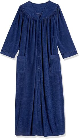 AmeriMark Women Full-Length Snap Front Terrycloth Long Bathrobe – Loose Absorbent Full-Coverage Plush Long Ankle Bath Robe in Saudi Arabia