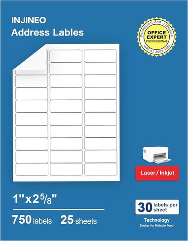 Address Labels, 1" x 2-5/8" Shipping Address Labels for Inkjet & Laser Printers, Mailing Labels, Easy to Peel (750 Labels, 25 Sheets) in Saudi Arabia