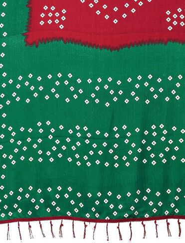 ساري نسائي حريري مطبوع بشرابة وبانداني مع قطعة بلوزة غير مخيطة in Kuwait