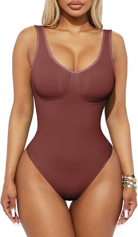 OMAKGI Women Seamless Tummy Control Shapewear Sculpting Thong Bodysuits Sleeveless Body Shaper in Saudi Arabia