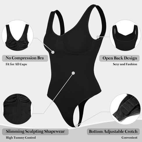 OMAKGI Women Seamless Tummy Control Shapewear Sculpting Thong Bodysuits Sleeveless Body Shaper in Saudi Arabia