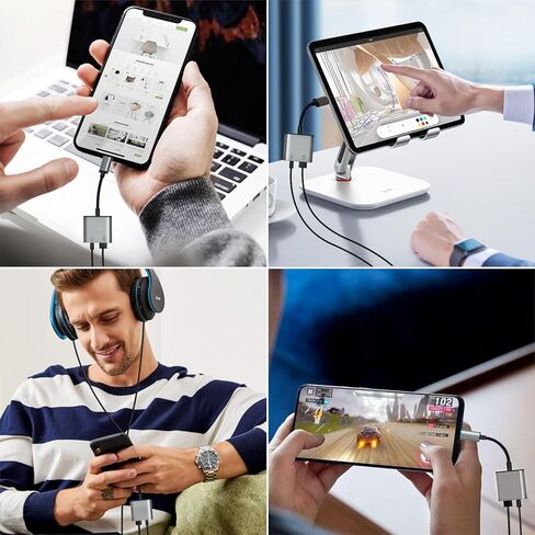 Coolden USB C to 3.5mm Headphone and Charger Adapter, 2-in-1 Type C to AUX Adapter, USB C Dongle Headphone Jack for iPhone 15/Samsung S23 Ultra/S22 Ultra/Pixel 5/iPad Pro/MacBook in Kuwait