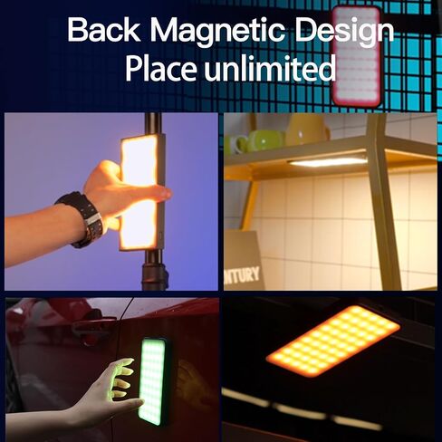 JINBEI EFP-11 Magnetic RGB Video Light Ra>96 TLCI≥98 2700~10000K Smartphone Control 360° Full Color On Camera LED Cold Shoe 4000mAh Rechargeable DSLR Lighting for Vlogging, Video Conference in Kuwait