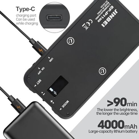 JINBEI EFP-11 Magnetic RGB Video Light Ra>96 TLCI≥98 2700~10000K Smartphone Control 360° Full Color On Camera LED Cold Shoe 4000mAh Rechargeable DSLR Lighting for Vlogging, Video Conference in Kuwait