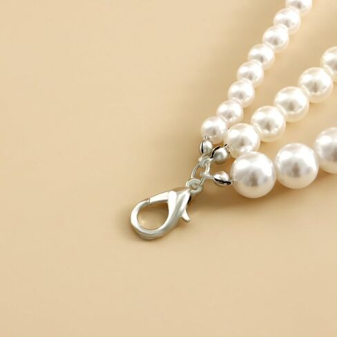 Faux Pearl Tassel Boot Anklet for Women Teenage Girls, Layered Shoe Chains Anklet Three White Beaded Anklets Prom Party Costume Accessories Jewelry in Saudi Arabia