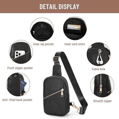 حقيبة حبال صغيرة للنساء من الجلد عبر الجسم، حقيبة فاني مضادة للسرقة، حقيبة صدر للسفر in Kuwait