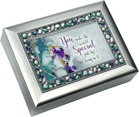 Cottage Garden You Make The World Special Brushed Silvertone Jewelry Music Box Plays Wonderful World in Saudi Arabia
