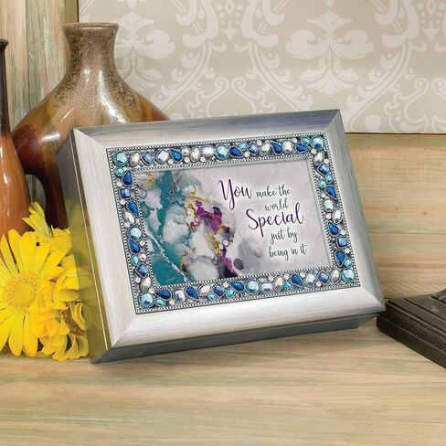 Cottage Garden You Make The World Special Brushed Silvertone Jewelry Music Box Plays Wonderful World in Saudi Arabia