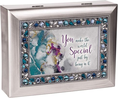 Cottage Garden You Make The World Special Brushed Silvertone Jewelry Music Box Plays Wonderful World in Saudi Arabia