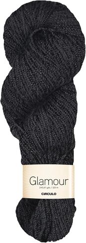 خيوط CIRCULO Glamour، 244 ياردة / 3.52 أونصة من القطن والفسكوز، مزيج فاخر للموضة والراحة، وزن رياضي #2، اللون 8990 - أسود in Saudi Arabia