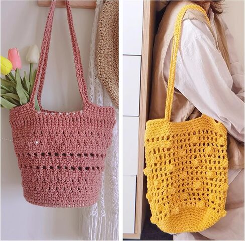 2 PCS 400g Khaki 100% Cotton Yarn Hollow Knitted Crochet Yarn,328 Yards Fabric Yarn Round Rope Yarn for DIY Handbag Purse Basket Cushion Crochet Bag in Saudi Arabia