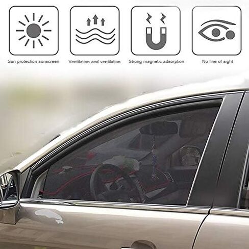ستارة نافذة جانبية مغناطيسية على شكل حصان على شكل قلب - ستارة سيارة صيفية من الشمس، حاجب شمس أمامي للسيارة من القماش الشبكي الواقي من الشمس (4 قطع، أمامي وخلفي) in Kuwait