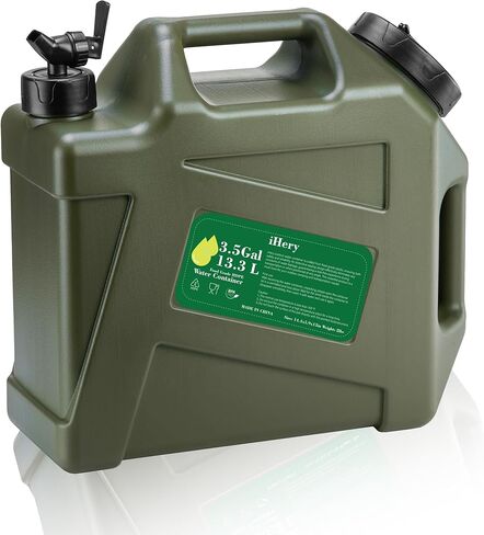 Thickened BPA Free 3.5 Gallon Water Jug, Outdoor Camping Green Water Container Storage, Press Faucet Design Portable Water Tank, Emergency Overlanding Gear Essential For Camper in Kuwait
