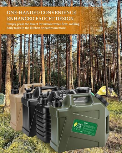 Thickened BPA Free 3.5 Gallon Water Jug, Outdoor Camping Green Water Container Storage, Press Faucet Design Portable Water Tank, Emergency Overlanding Gear Essential For Camper in Kuwait