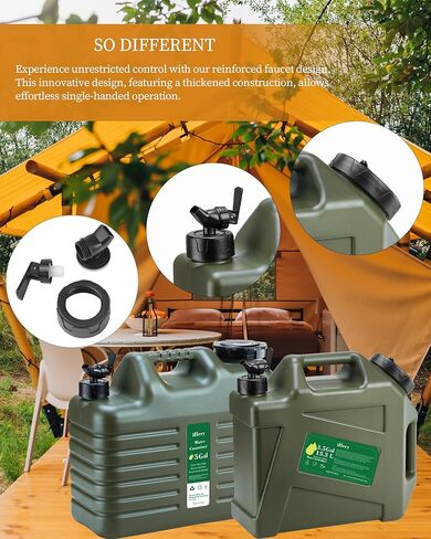 Thickened BPA Free 3.5 Gallon Water Jug, Outdoor Camping Green Water Container Storage, Press Faucet Design Portable Water Tank, Emergency Overlanding Gear Essential For Camper in Kuwait