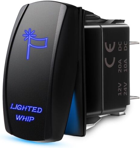 MICTUNING MIC-LSW1 5Pin مضاء بالليزر مفتاح هزاز للتشغيل والإيقاف، ضوء LED 20 أمبير 12 فولت، أزرق in Kuwait