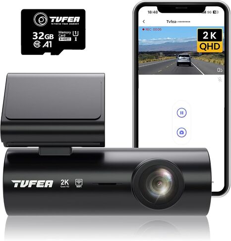 Dash Camera,2K 1440P Wireless Dash cam,Front Dashcam for Cars with Free 32GB Card,APP,Voice Control,Night Vision,170°,HDR,24H/7 Parking Mode,G-Sensor, Loop Recording,Camara para carro,car Finds in Saudi Arabia