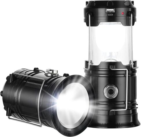 Solar Camping Lantern for Power Outages - USB Rechargeable Lamp Camping Essentials，Collapsible Portable Waterproof Solar Lights for Indoor Outdoor Emergency Light in Saudi Arabia