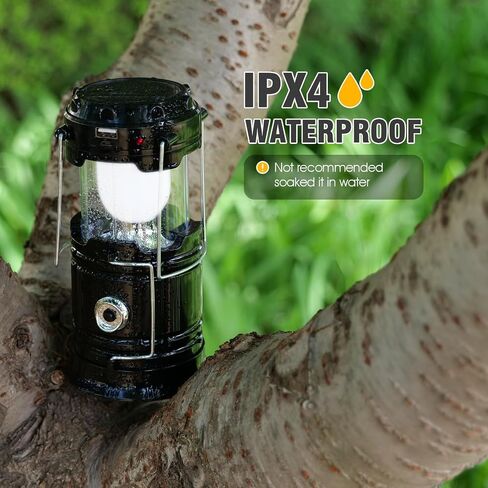 Solar Camping Lantern for Power Outages - USB Rechargeable Lamp Camping Essentials，Collapsible Portable Waterproof Solar Lights for Indoor Outdoor Emergency Light in Saudi Arabia