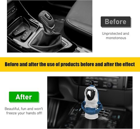 غطاء ناقل حركة تروس السيارة، غطاء رأس صغير أنيق لناقل حركة القرش، واقي سترة بمقبض ناقل الحركة للشتاء الدافئ المضحك (القرش الأسود) in Kuwait