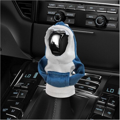 غطاء ناقل حركة تروس السيارة، غطاء رأس صغير أنيق لناقل حركة القرش، واقي سترة بمقبض ناقل الحركة للشتاء الدافئ المضحك (القرش الأسود) in Kuwait