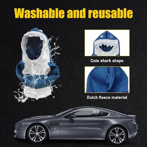 غطاء ناقل حركة تروس السيارة، غطاء رأس صغير أنيق لناقل حركة القرش، واقي سترة بمقبض ناقل الحركة للشتاء الدافئ المضحك (القرش الأسود) in Kuwait