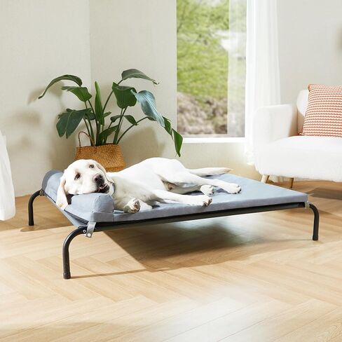 Cooling Elevated Dog Bed with Bolster- Waterproof and Washable Raised Pet Cot for Indoor & Outdoor Trave Use Comfortable Lifted Elevated Dog Bed Small and Large Dogs (Grey, 48" L x 38" W x 8" Th) in Kuwait