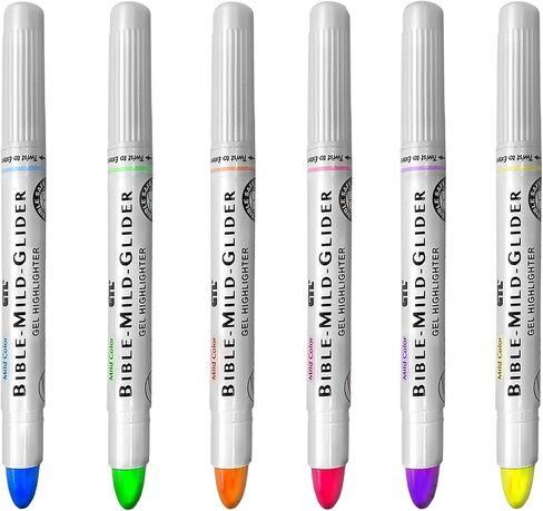 G.T. Luscombe Company, Inc. Bible Mild-Glider Gel Highlighter, Bible Study, No Bleed Solid, No Smearing or Fading, Long Lasting, Translucent Color Dry Marker, Mild Violet, Pack of 4 in Saudi Arabia